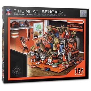 Cincinnati Bengals NFL Purebred Fans Puzzle 500 Piece Dogs Football 18x24 NIP‎
